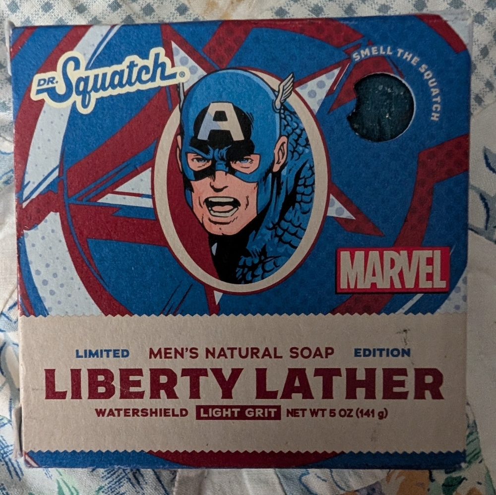 Captain America Dr Squatch Marvel Natural Soap Limited Edition Liberty Lather